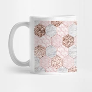 Rose gold dreaming - marble hexagons Mug